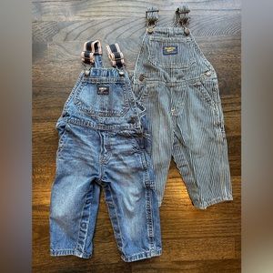 OshKosh B’Gosh infant jean and stripped overalls nine month bundle